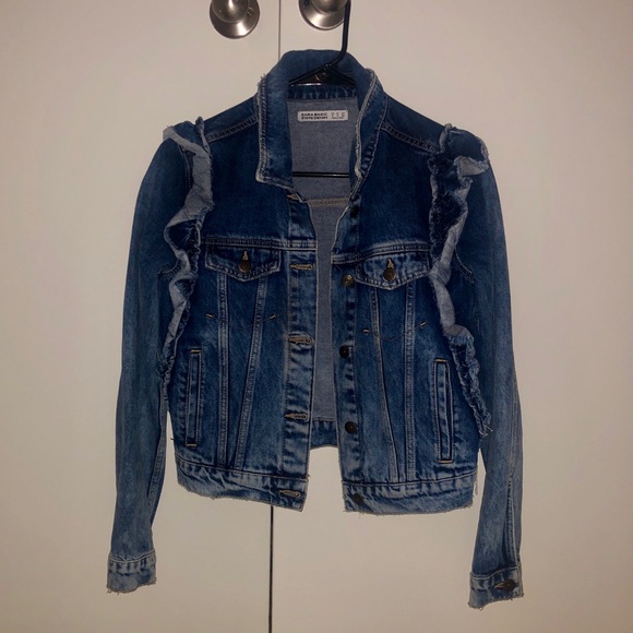 zara ruffle denim jacket